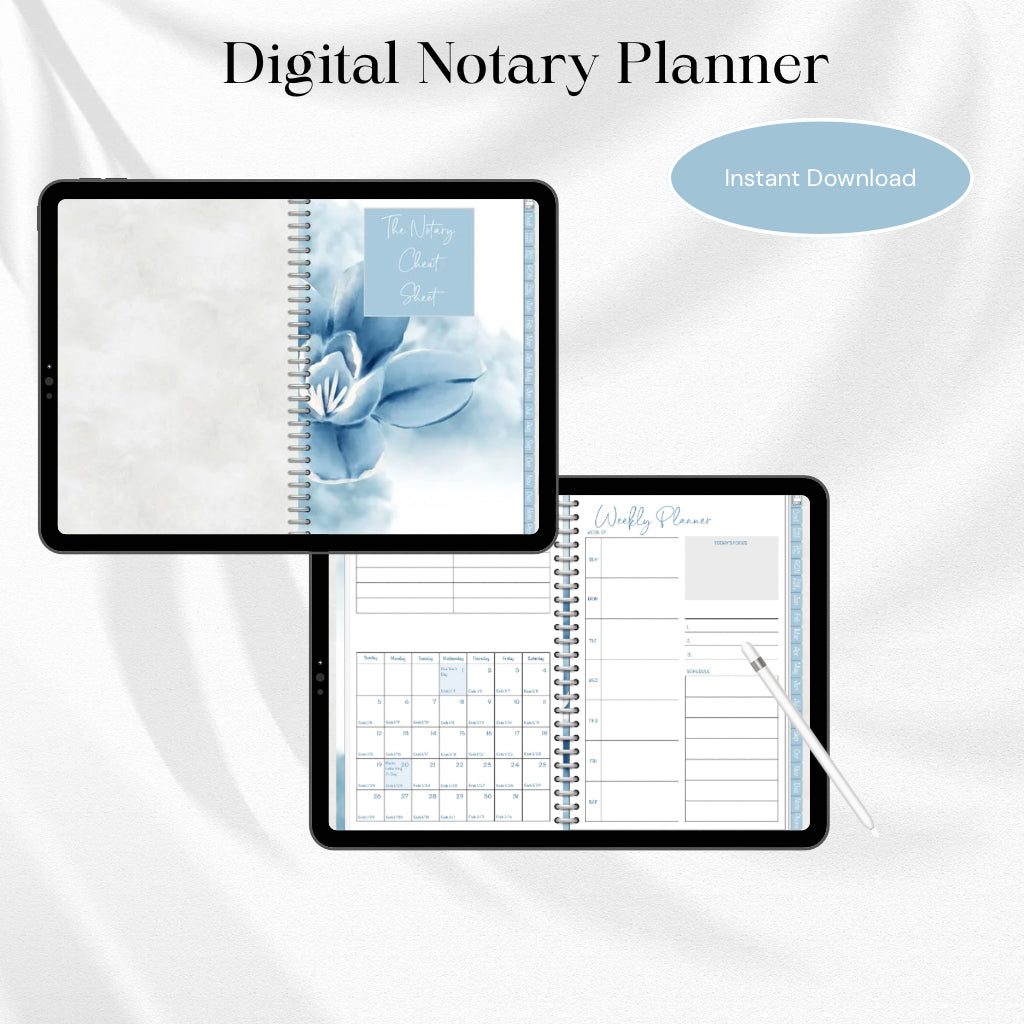 The Notary Cheat Sheet | 2025 Notary Digital Planner | Notary Planner with Hyperlinks | Best Digital Planner for Notaries 2025