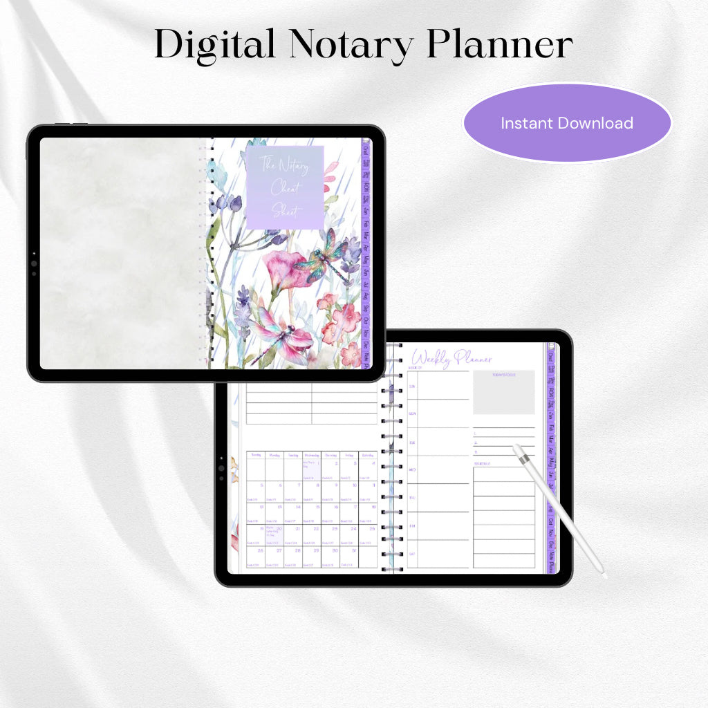 The Notary Cheat Sheet | 2025 Notary Digital Planner | Notary Planner with Hyperlinks | Best Digital Planner for Notaries 2025
