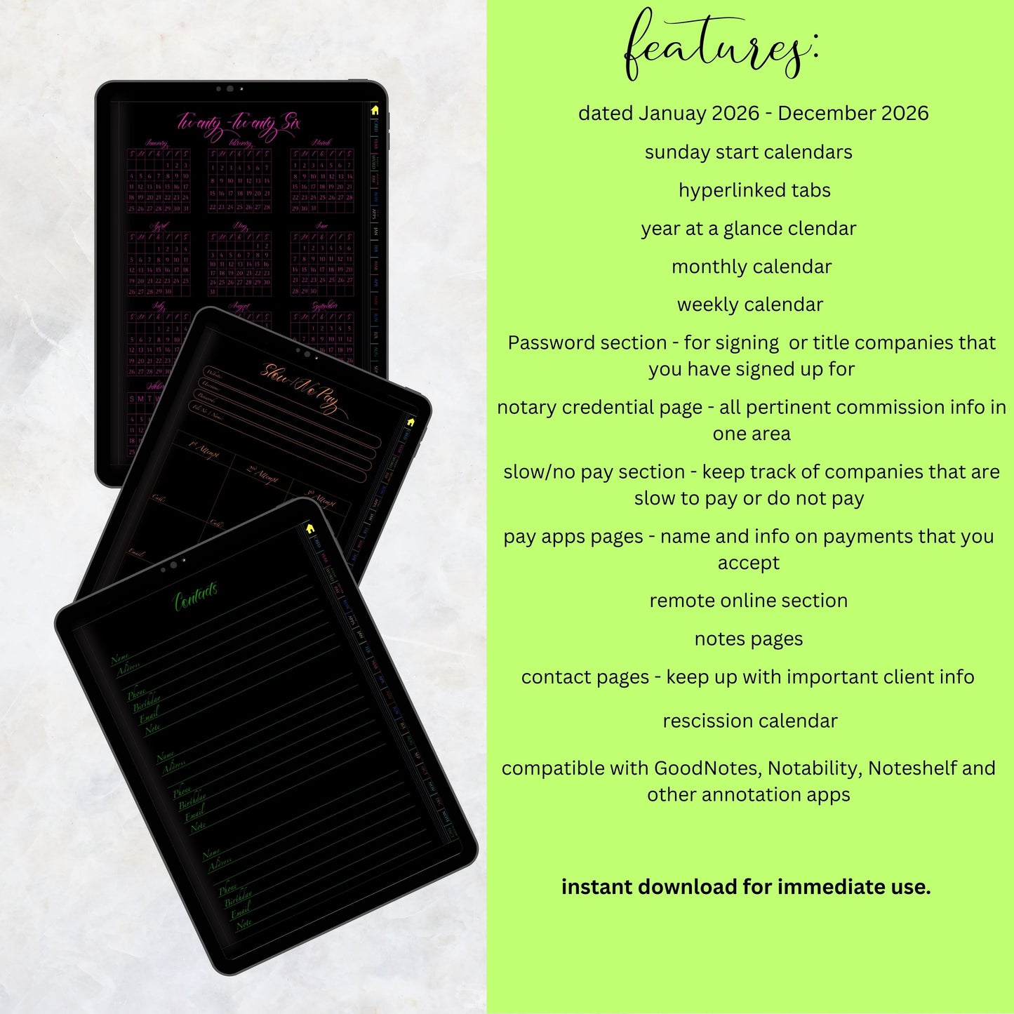 Notary Digital Planner | Digital Planners for Notary/Signing Agent 2026 | Notary Digital Planner | Notary Planner with Hyperlinks | Best Digital Planner for Notaries 2026 | Business Digital Planner