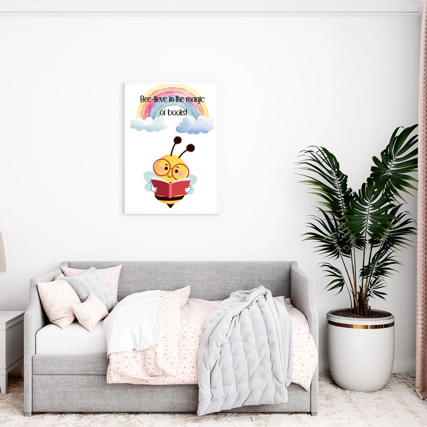 Bee-lieve in the magic of books - Printable Wall Art