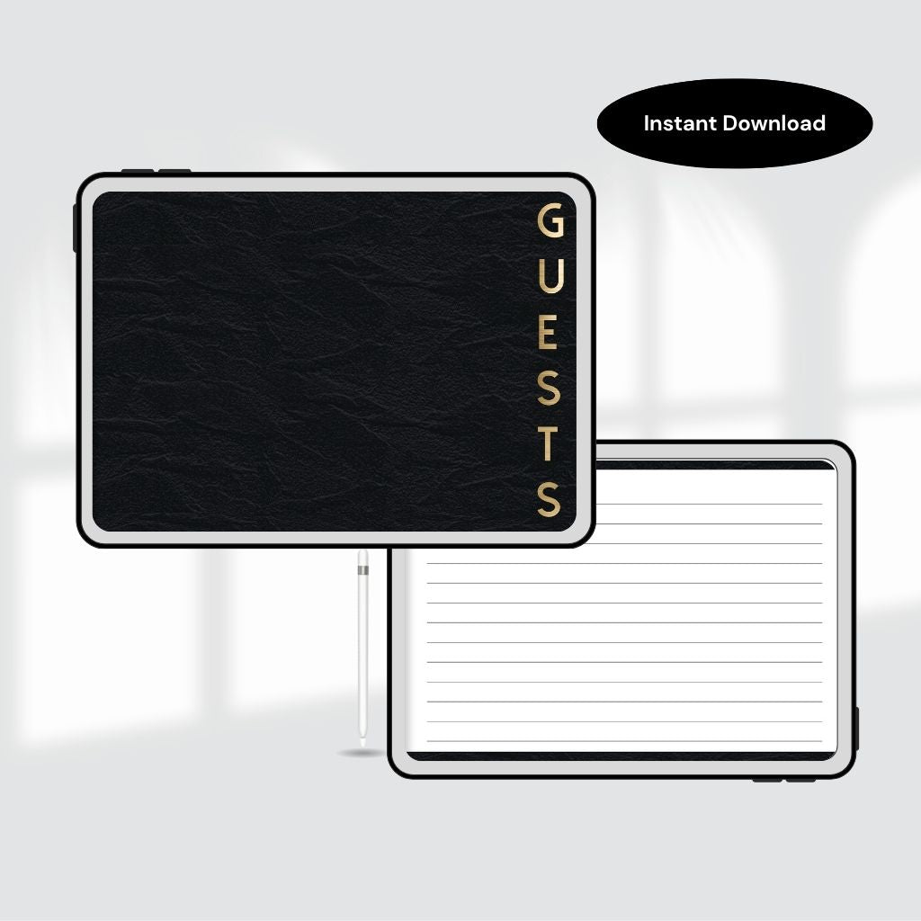 Digital Guest Book | Guest Book PDF | Modern Guest Sign-In Book | Guest Book With Lines