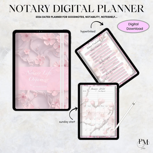 Notary Life Organizer 2026 | Notary Digital Planner | Digital Planners for Signing Agents/Notary |