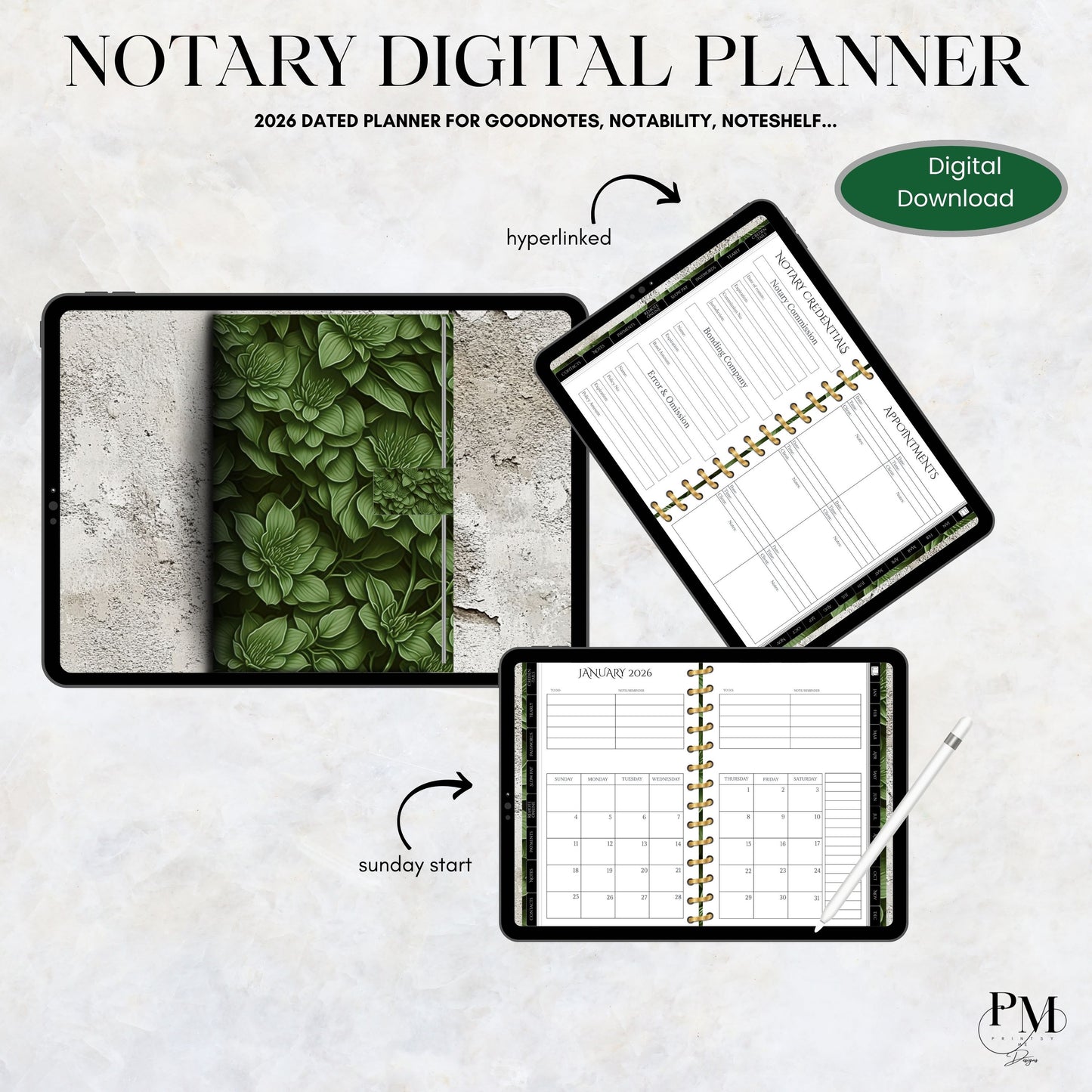 Notary Digital Planner | Digital Planners for Notary/Signing Agent 2026 | Notary Digital Planner | Notary Planner with Hyperlinks | Best Digital Planner for Notaries 2026 | Business Digital Planner