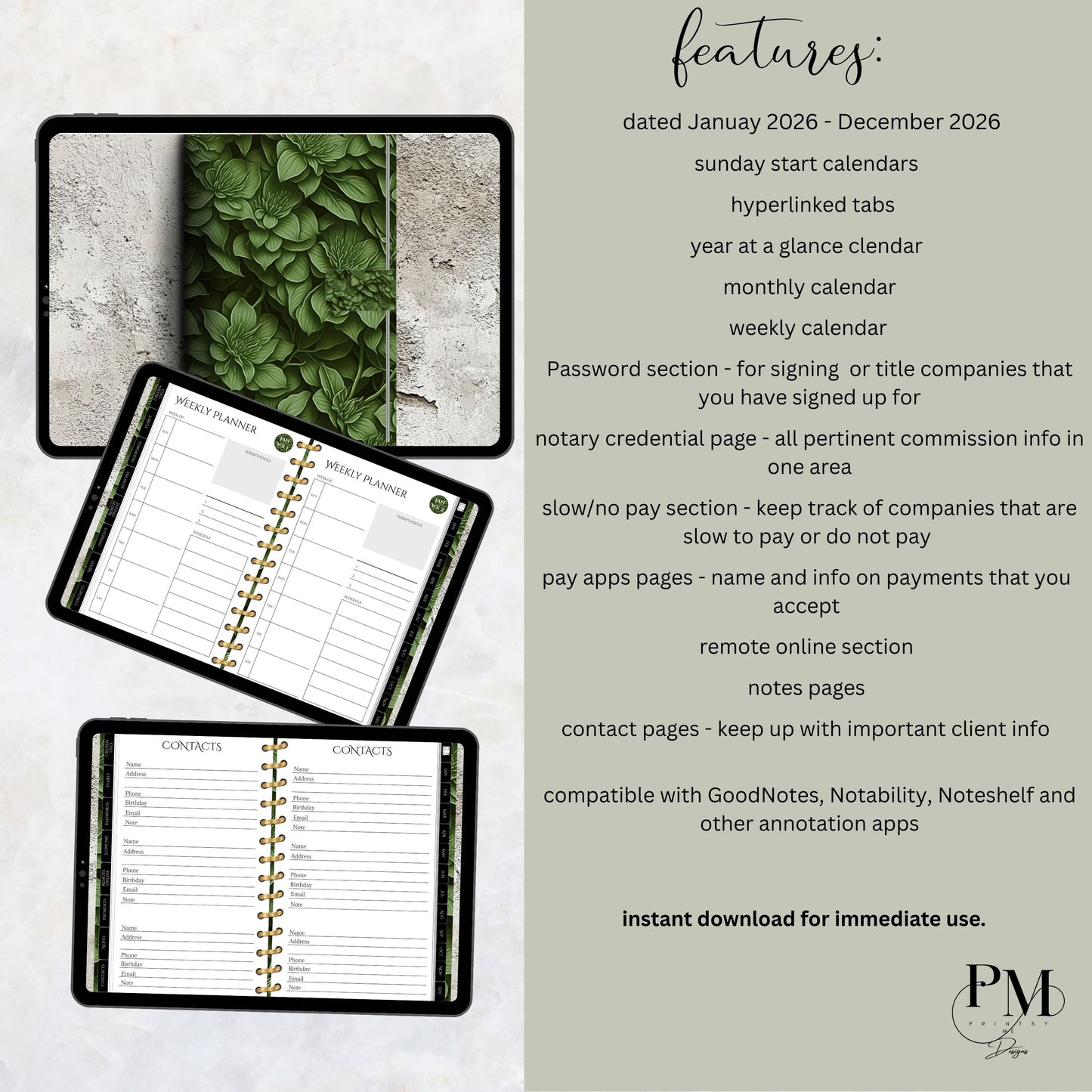 Notary Digital Planner | Digital Planners for Notary/Signing Agent 2026 | Notary Digital Planner | Notary Planner with Hyperlinks | Best Digital Planner for Notaries 2026 | Business Digital Planner