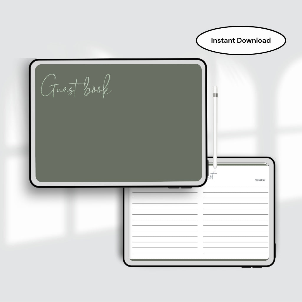 Digital Guest Book | Guest Book PDF | Modern Guest Sign-In Book | Name & Address Guest Book