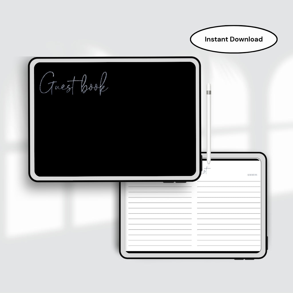 Digital Guest Book | Guest Book PDF | Modern Guest Sign-In Book | Name & Address Guest Book