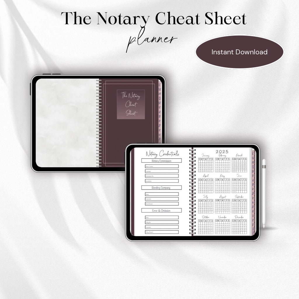 2025 Notary Digital Planner | Notary Planner with Hyperlinks | Best Digital Planner for Notaries 2025