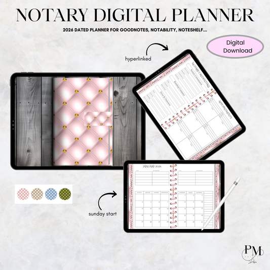2026 Notary Digital Planner | Digital Planners for Signing Agents/Notary | Notary Planner with Hyperlinks | Best Digital Planner for Notaries 2026