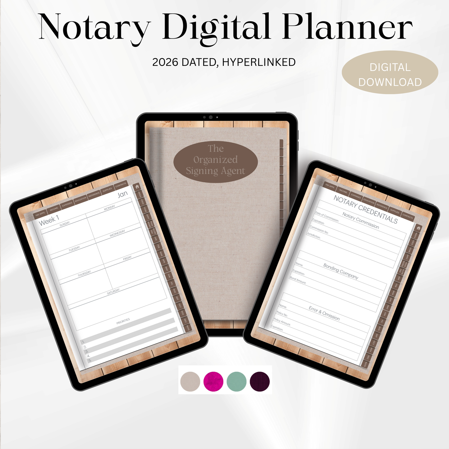 The Organized Signing Agent | Digital Notary Planner | Digital Planner | Best Notary Planner 2026 | Digital Planner for GoodNotes | Notability Planner