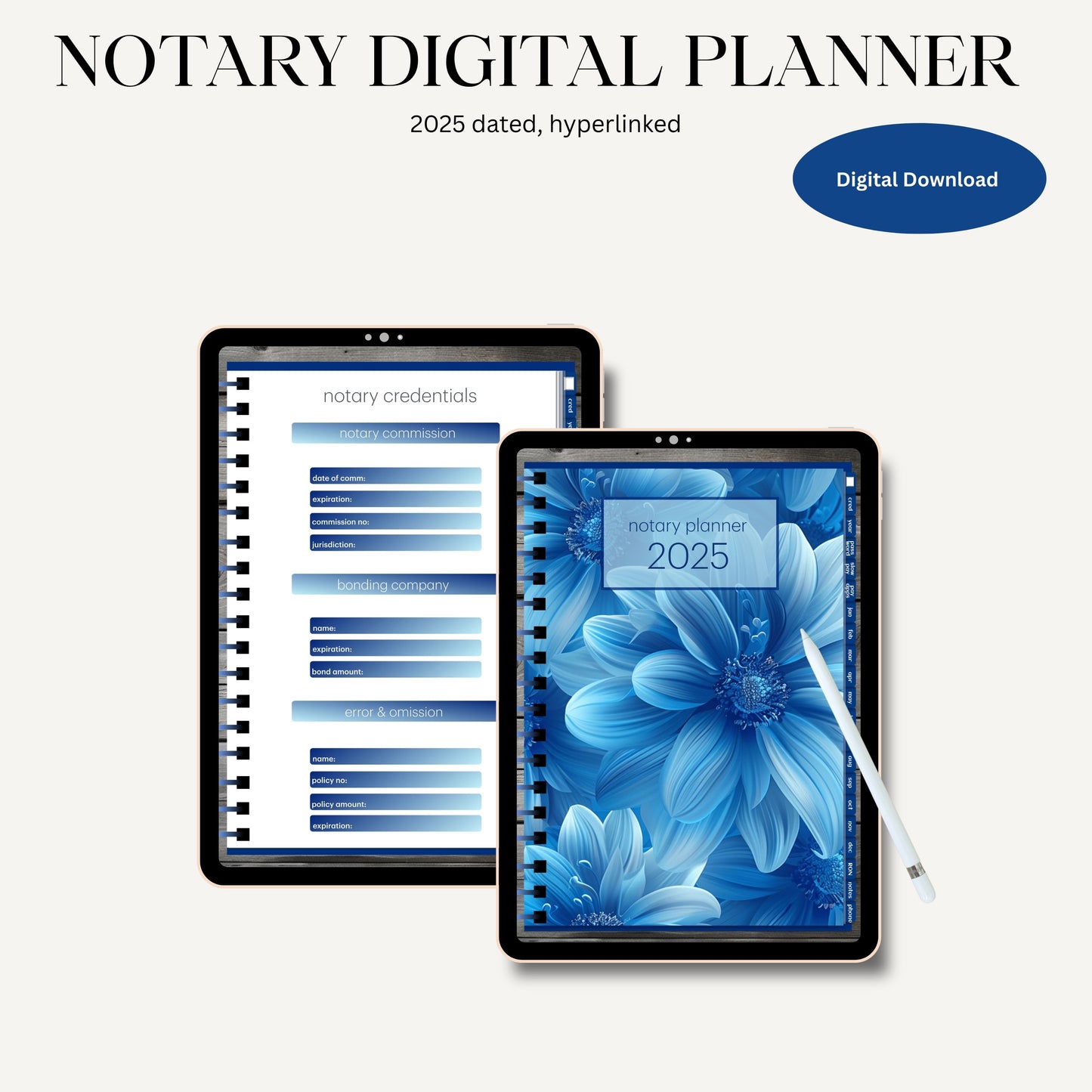 Notary Digital Planner | Digital Planners for Notary/Signing Agent 2025 | Notary Digital Planner | Notary Planner with Hyperlinks | Best Digital Planner for Notaries 2025 | Business Digital Planner