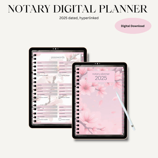Notary Digital Planner | Digital Planners for Notary/Signing Agent 2025 | Notary Digital Planner | Notary Planner with Hyperlinks | Best Digital Planner for Notaries 2025 | Business Digital Planner