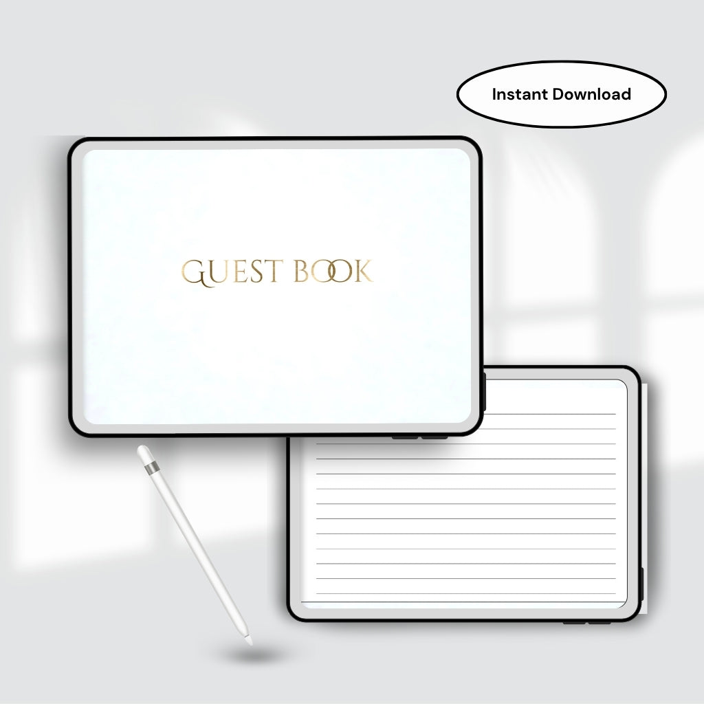 Digital Guest Book | Guest Book PDF | Modern Guest Sign-In Book | Guest Book With Lines