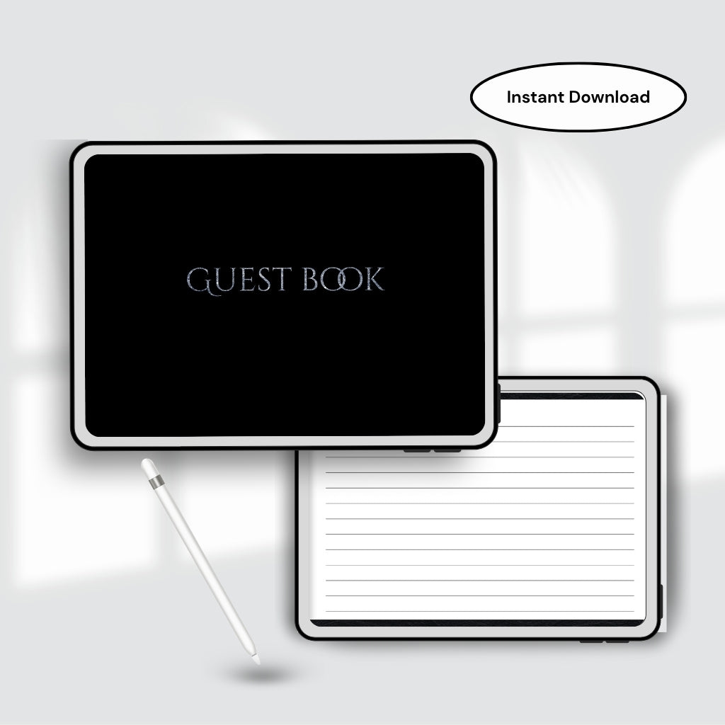 Digital Guest Book | Guest Book PDF | Modern Guest Sign-In Book | Guest Book With Lines